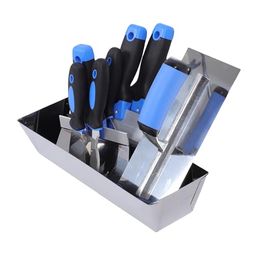 Cryfokt Trockenbaumesser -Set, Edelstahl Trockenbauhandwerkzeuge Kit, Putty Messer Maler Schaber Trowel Taping Messer Spackle -Werkzeug mit 14 in Schlamm Pfanne für Trockenbau Endarbeiten, Wand, Wand von Cryfokt