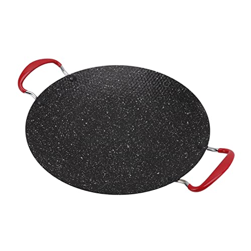 Koreanische BBQ Grill Pfanne, Nicht Stock Gusseisen Griddle Pfanne für Herd Platte, Back Pfanne mit Griffen, Schnelle Heizung Barbecue Teller Herd Grill Indoor Outdoor Rills, Gas (34cm) von Cryfokt