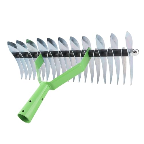 Thatch Rake, Multifunktion Ale Rasen Rechen aus Edelstahl mit Gebogenen Stahls Pitzen Zähnen, 12,8x9,45x4,84 in Einfach zu Bedienen Garten Rake Garten Bedarf für Blätter Zum von Cryfokt