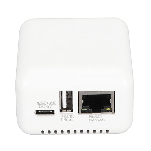 USB-Druckserver, kompakter 100–240 V Plug-and-Play-LAN-Druckfreigabeserver für Computer (US-Stecker) von Cryfokt