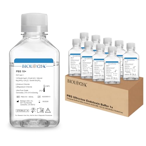 10 Stück 500ml Phosphat Pufferlösung, PBS Pufferlösung, 0.1um Filtration, 7.4PH, 10X Konzentrat, Sterilisieren, 500ml/Flasche (10 Stück 500ml) von CryoKing