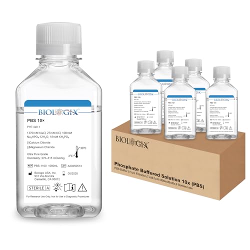 6 Stück 1000ml Phosphat Pufferlösung, PBS Pufferlösung, 0.1um Filtration, 7.4PH, 10X Konzentrat, Sterilisieren, 1000ml/Flasche (6 Stück 1000ml) von CryoKing