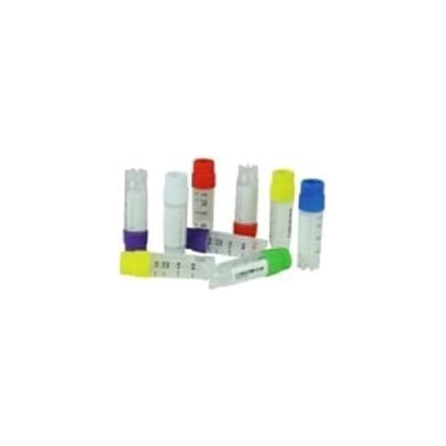 Cryomaster Kryoröhrchen, 2.0mL, Außengewinde, Weiße Schraubkappe, Standring, 1D-Barcode Seitlich, 500 Stück von Cryomaster