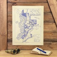 Grand Teton National Park Karte Handgezeichnet Durch Kryptokartographie | Landkarte Poster Wyoming Nationalpark Kunstdruck von Cryptocartographyart