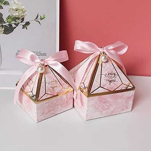 Crysdaralovebi Gem Tower Bronzing Candy Box Hochzeit Geschenk-Verpackung Box nur für Sie Schokolade Süßigkeiten Papier Geschenkbox für Babyparty Event Party (Rosa, 20 Stück) von Crysdaralovebi