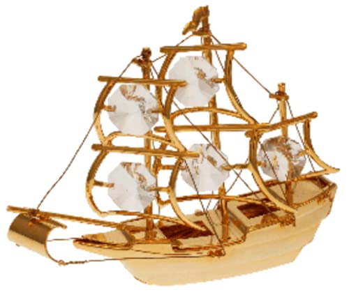 Crystal Temptations 3451 Segelschiff Dreimaster Großsegler Windjammer stehend 80 x 100 mm Gold Plated Swarovsky Spectra Crystal 24 Karat Echtgold Auflage anlaufgeschützte Miniatur von Crystal Temptations