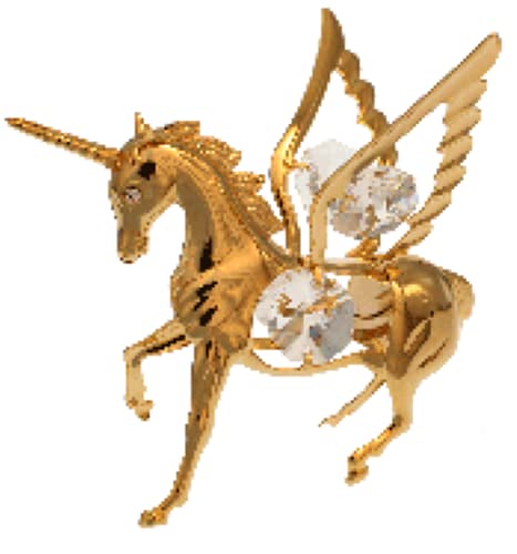 Crystal Temptations 3689 Pegasus Pegasos geflügeltes Pferd stehend 80 x 65 mm Gold Plated Swarovsky Spectra Crystal 24 Karat Echtgold Auflage anlaufgeschützte Miniatur von Crystal Temptations