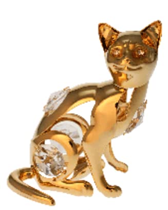 Crystal Temptations 3746 Katze Cat sitzend 70 mm Gold Plated Swarovsky Spectra Crystal 24 Karat Echtgold Auflage anlaufgeschützte Miniatur von Crystal Temptations