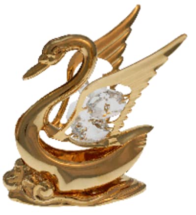 Crystal Temptations 4048 Schwan Gross Large Swan on Golden Wave 60 x 85 mm Gold Plated Swarovsky Spectra Crystal 24 Karat Echtgold Auflage anlaufgeschützte Miniatur von Crystal Temptations