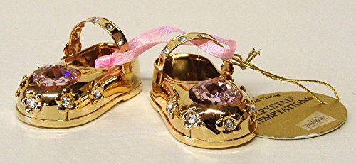 Swarovski® Components - - Babyschuhe Mädchen Rosa in Gold - Swarovski Kristalle - 24 Karat Gold-plattiert - anlaufgeschützt - Abmessung: 5,2cm x 2,7cm … von Crystal Temptations