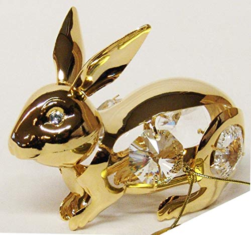 Swarovski® Components - CRYSTAL TEMPTATIONS - Rabbit in Gold mit klaren Steinen - Swarovski Kristalle - 24 Karat Gold-plattiert - anlaufgeschützt - Abmessung: 6cm - Das ideale Geschenk zur Geburt, Taufe, Kommunion, Konfirmation, Geburtstag, Namenstag, Valentinstag, Hochzeitstag, Ostern, Weihnachten - Für Kinder, Freundin, Frau, Mutter - Als Mitbringsel, Aufmerksamkeit, Überraschung, Dankeschön, Gruss - Ein Geschenk, das immer gut ankommt !!! von Crystal Temptations