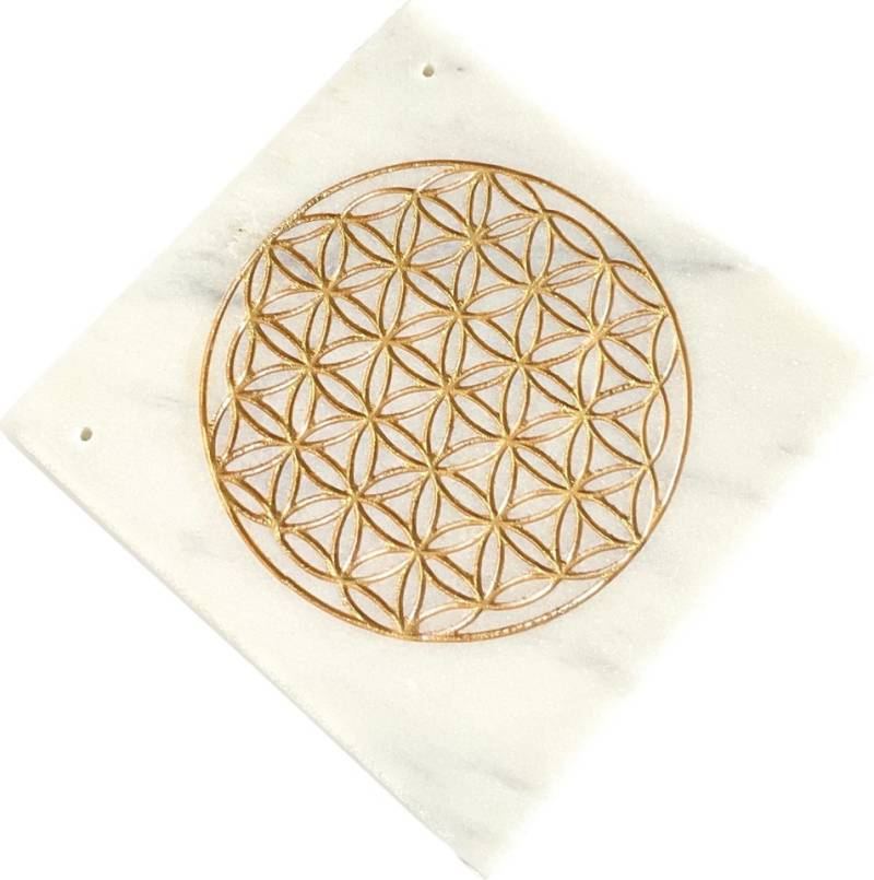 Crystal and Sage Jewelry Räucherstäbchen-Halter Räucherstäbchenhalter Marmor mit goldener Blume des Lebens Crystal and Sage Jewelry Räucherstäbchen-Halter Räucherstäbchenhalter Marmor mit goldener Blume des Lebens von Crystal and Sage Jewelry