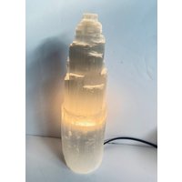 Selenit Kristall Turmlampe Groß 30cm X 1 | Sn012 von CrystalKingAustralia