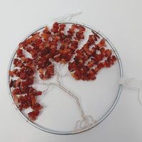 Karneol Edelstein Baum Hoop | Handgefertigter Kristall Des Lebens Suncatcher Draht Bonsai von CrystalRootsUK