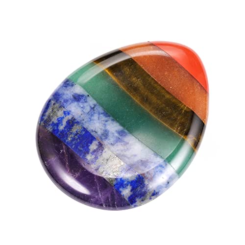 CrystalTears 7 Chakren Handschmeichler Tropfenform Edelstein Palm Stein Reiki Healing Chakra Steine Worry Stone Kristall Holistic Balancing Deko von CrystalTears