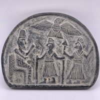 Mesume Qualität Antike Nahöstliche Sassanian Alte Schwarze Stein Könige Vogel Graviert Figuren Intaglio Fliesen Relief von CrystalballStore