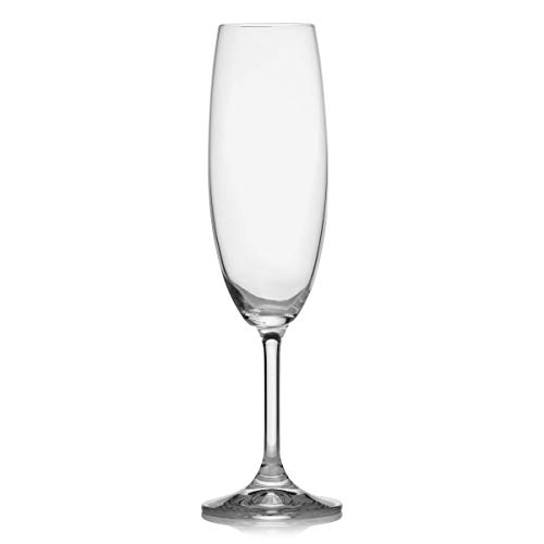 Champgane Glas Set Prosecco Flöten 6er Set, elegantes Glas für jede Feier, geeignet für Cocktails, 100% bleifreies Kristallglas-Set, 170ml Fassungsvermögen von Crystalex