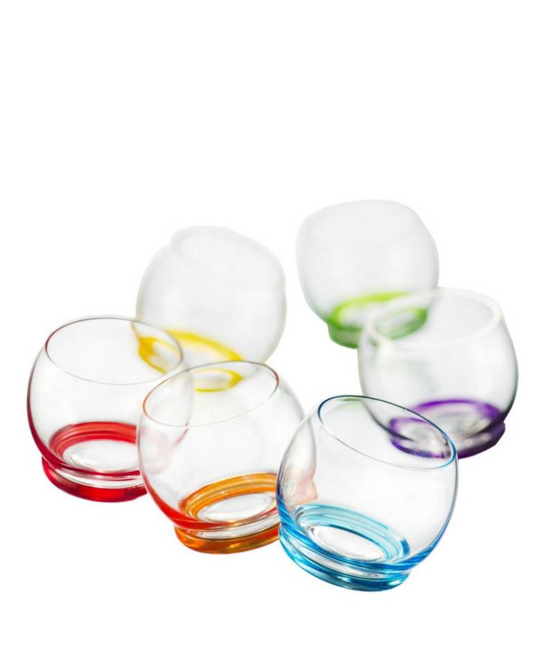 Crystalex Becher Wassergläser Crazy 390 ml 6er Set, Kristallglas, schwingen leicht hin und her, farbig von Crystalex