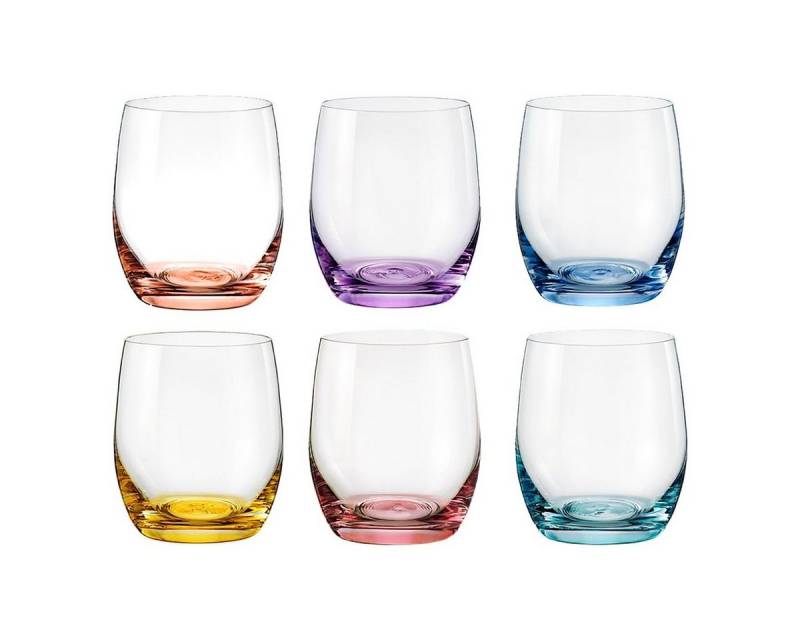 Crystalex Becher Wassergläser Whiskygläser Model Spectrum 300 ml 6er Set, Kristallin, mehrfarbig, 6er Set, Kristallglas von Crystalex