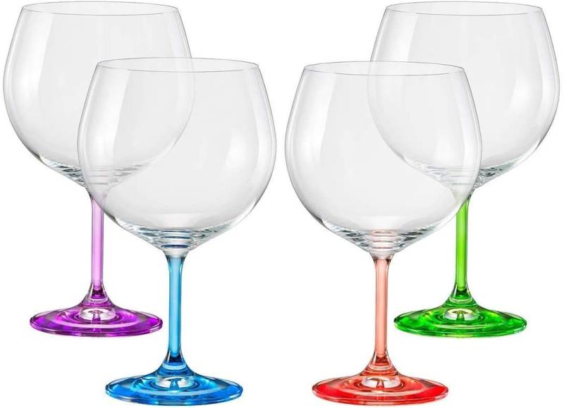 Crystalex Bowle-Set Gin & Tonic Rainbow 820 ml 4er Set (Set, 4-tlg., 4 x Gläser), farbig:grün, blau, lila, rot, Kristallglas von Crystalex