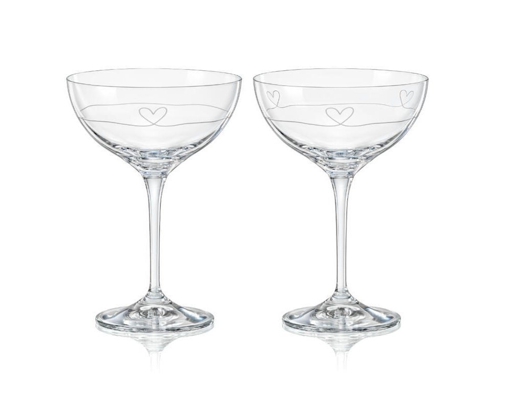 Crystalex Champagnerglas DIAMOND HEART Sektschale Coupe Kristallgläser 210 ml 2er Set, Kristallglas Crystalex Champagnerglas DIAMOND HEART Sektschale Coupe Kristallgläser 210 ml 2er Set, Kristallglas von Crystalex