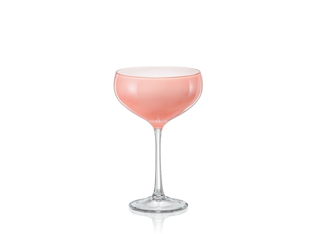 Crystalex Cocktailglas Coupe Praline Cherry rosa, Kristallglas, 180 ml, 4er Set von Crystalex