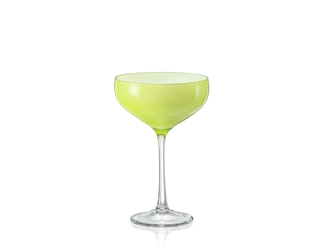 Crystalex Cocktailglas Coupe Praline Pistachio Pistazie grün, Kristallglas, 180 ml, 4er Set von Crystalex