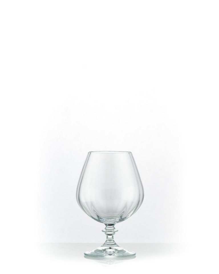 Crystalex Cognacglas Angela Optic klar 400 ml 6er Set, Kristallglas, geriffelt, Kristallglas von Crystalex