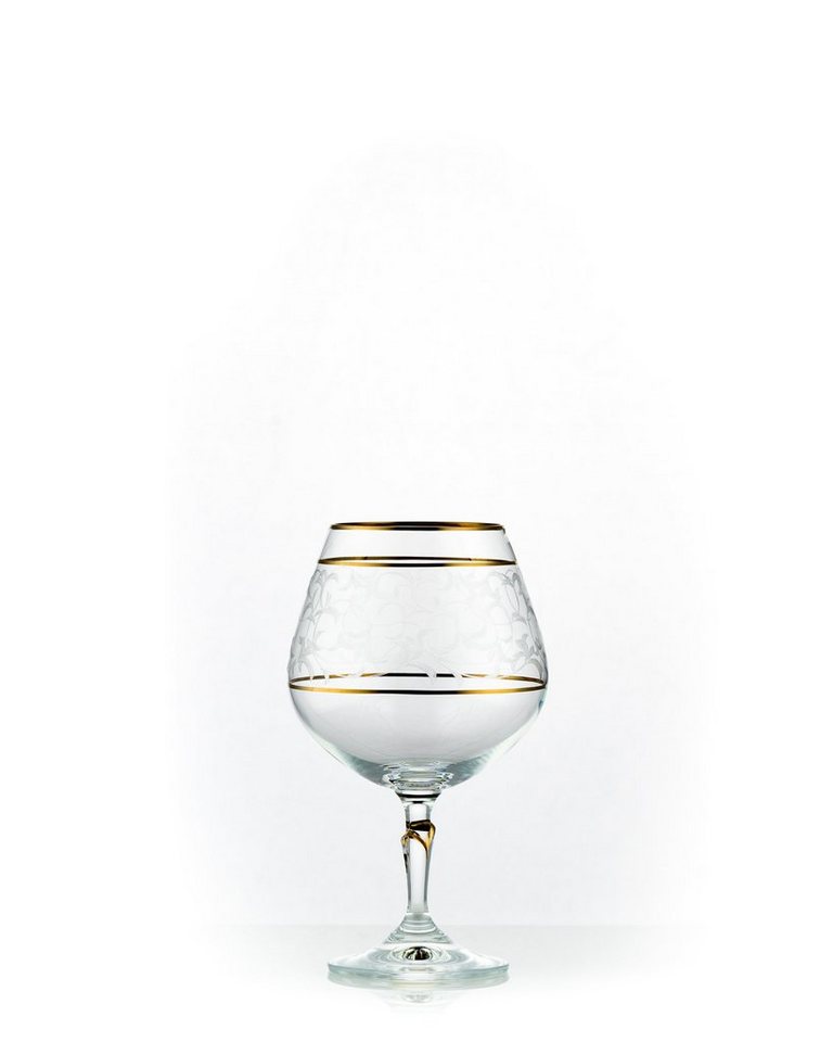 Crystalex Cognacglas Lilly Platin Cognacgläser 400 ml 6er Set, Kristallglas, Kristallglas, Platinrand, Pantografie von Crystalex