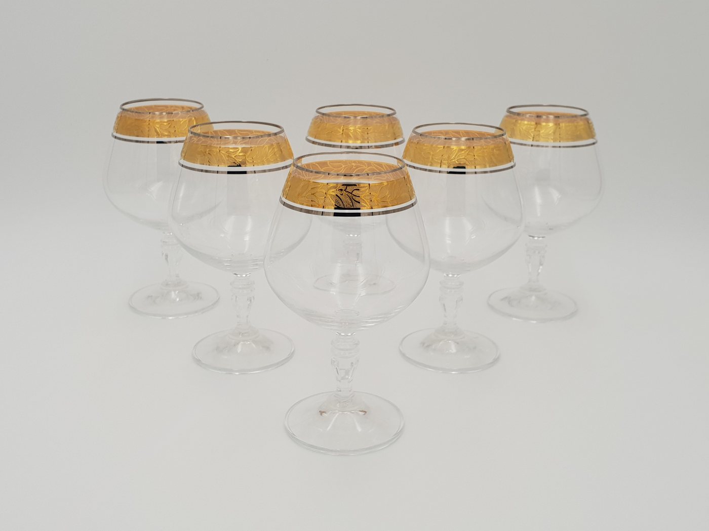 Crystalex Cognacglas Victoria (Gold, Platin) Cognacgläser 380 ml 6er Set, Kristallglas, Kristallglas, Gravur von Crystalex