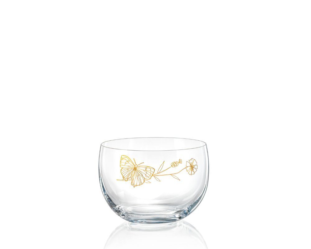 Crystalex Dekoschale Schale Bowl Wild Flowers Kristallglas Schale Schmetterling (Einzelteil, 1 St., 1 x Schale), Pantografie in Gold mit Schmetterling Bohemia 450 ml 1er von Crystalex