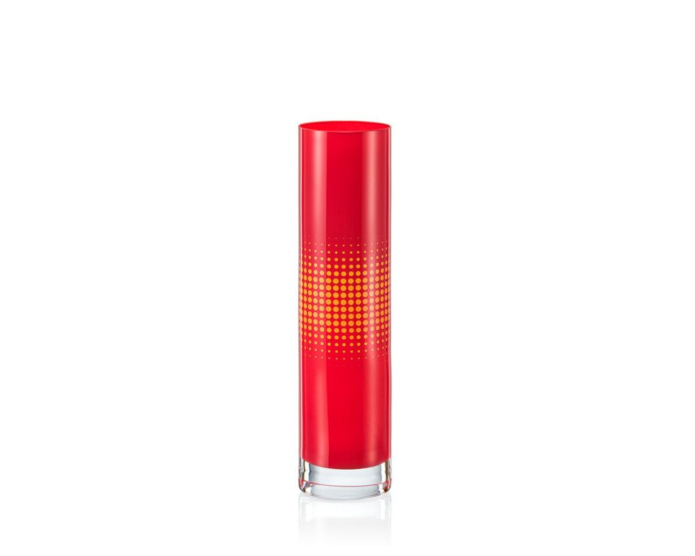 Crystalex Dekovase Vase Spring rot orange S1707 Kristallvase 240 mm (1 St., 1 Vase), Kristallglas, besprüht, Aufdruck, Punkte von Crystalex