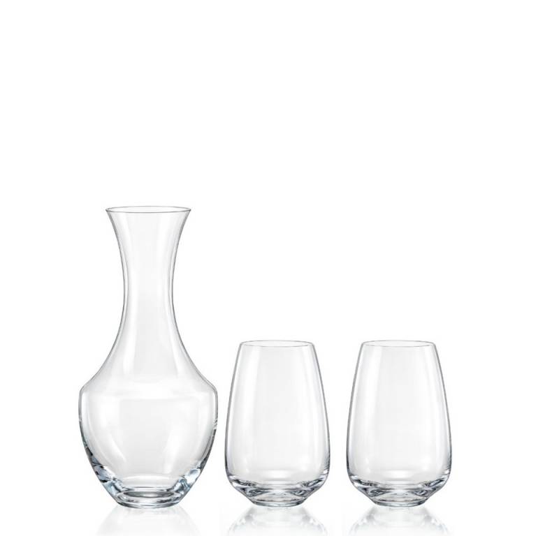 Crystalex Gläser-Set Giselle Kristallglas zwei Wassergläser, eine Karaffe, 3er Set, Kristallglas von Crystalex
