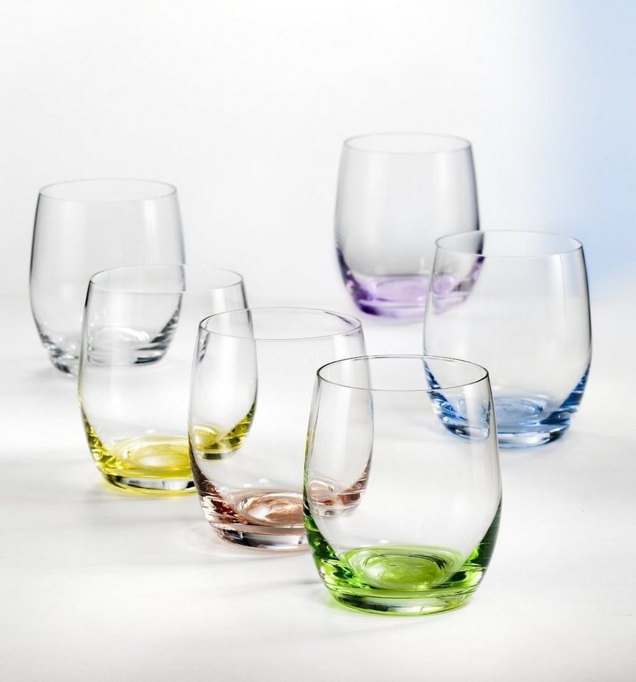 Crystalex Gläser-Set Wassergläser Whiskygläser Rainbow 300 ml mehrfarbig 6er Set, Kristallglas, Farbig: gelb, grün, blau, lila, grau, rot, Kristallglas von Crystalex