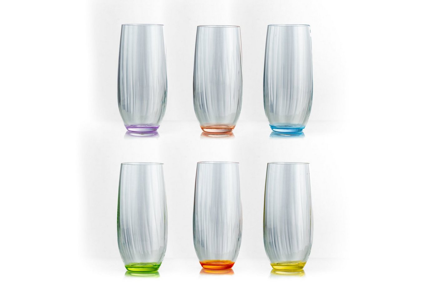 Crystalex Longdrinkglas Club 350 ml Longdrinks 6er Set, Kristallglas, 6-teilig, mehrfarbig, geriffelt von Crystalex