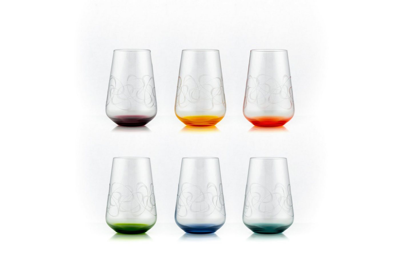 Crystalex Longdrinkglas Sandra bunt Longdrinks Wassergläser 380 ml, Kristallglas, Farbig, Pantografie, Kristallglas von Crystalex