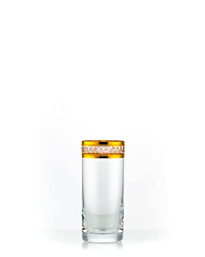 Crystalex Longdrinks Wassergläser Barline Gold Kristallgläser 300 ml 6er Set Bohemia von Crystalex