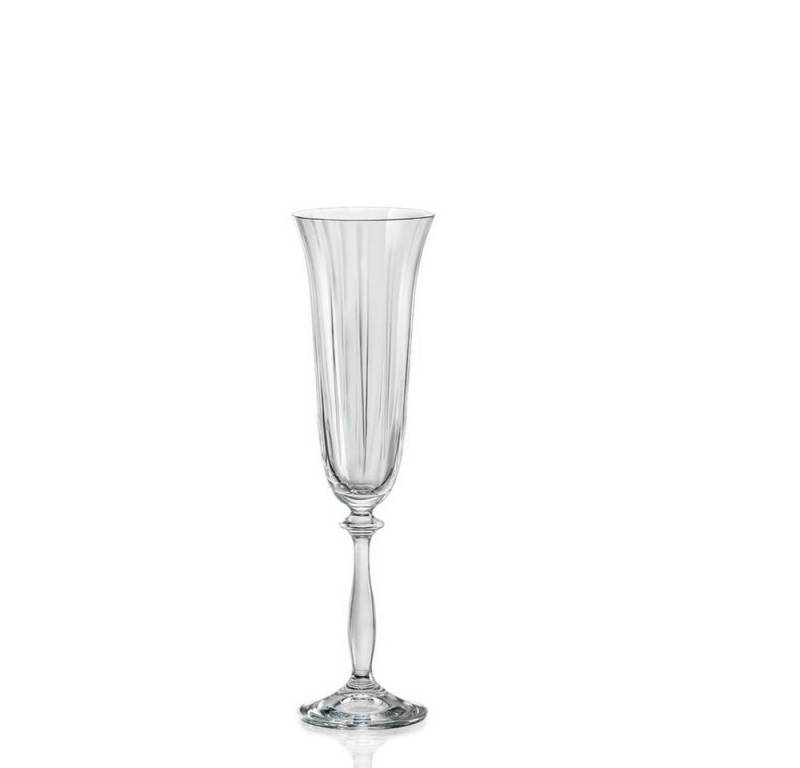 Crystalex Sektglas Angela Optic klar 190 ml 6er Set, Kristallglas, Kristallglas, geriffelt von Crystalex