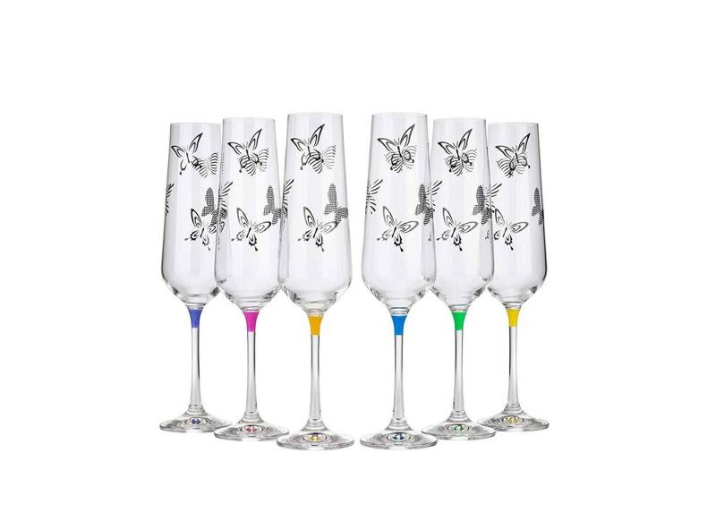 Crystalex Sektglas Butterfly Sektgläser 200 ml 6er Set, Kristallglas, mehrfarbig, mit Schmetterling Motive Crystalex Sektglas Butterfly Sektgläser 200 ml 6er Set, Kristallglas, mehrfarbig, mit Schmetterling Motive von Crystalex
