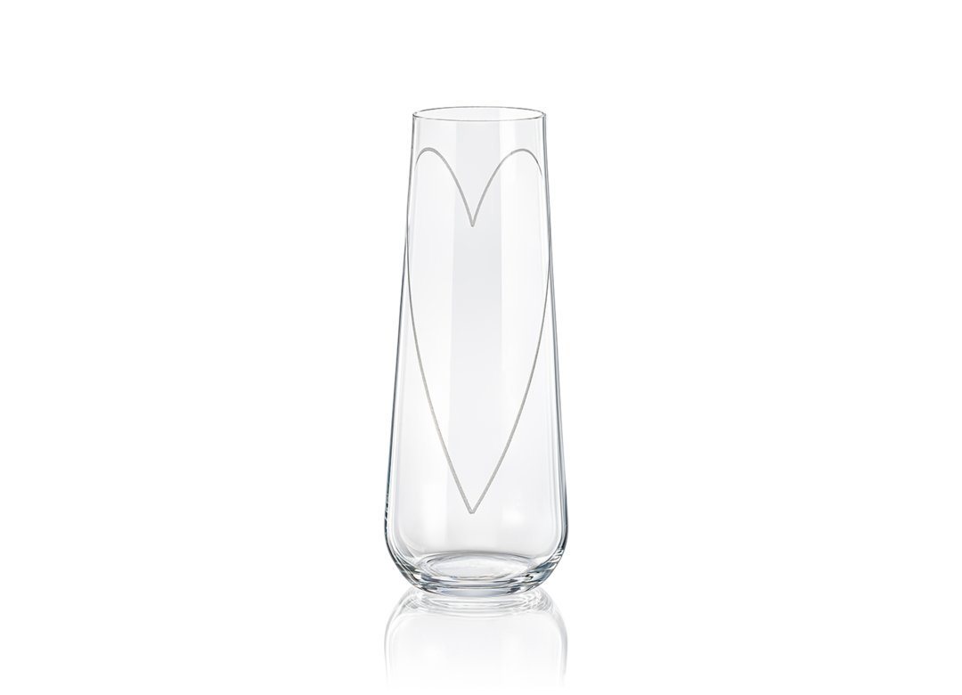 Crystalex Sektglas Glass Heart Prosecco Sektgläser Kristallglas 250 ml 2er Set, Kristallglas, geschliffen, Kristallglas von Crystalex