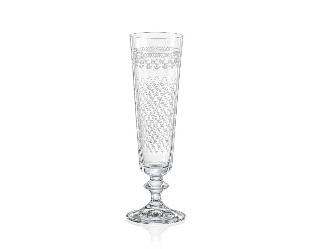 Crystalex Sektglas Sektgläser Bella MADAME KAROLINKA Kristallglas 205 ml 6er Set, Kristallglas, Bohemia, Gravur Guilloche-Dekor von Crystalex