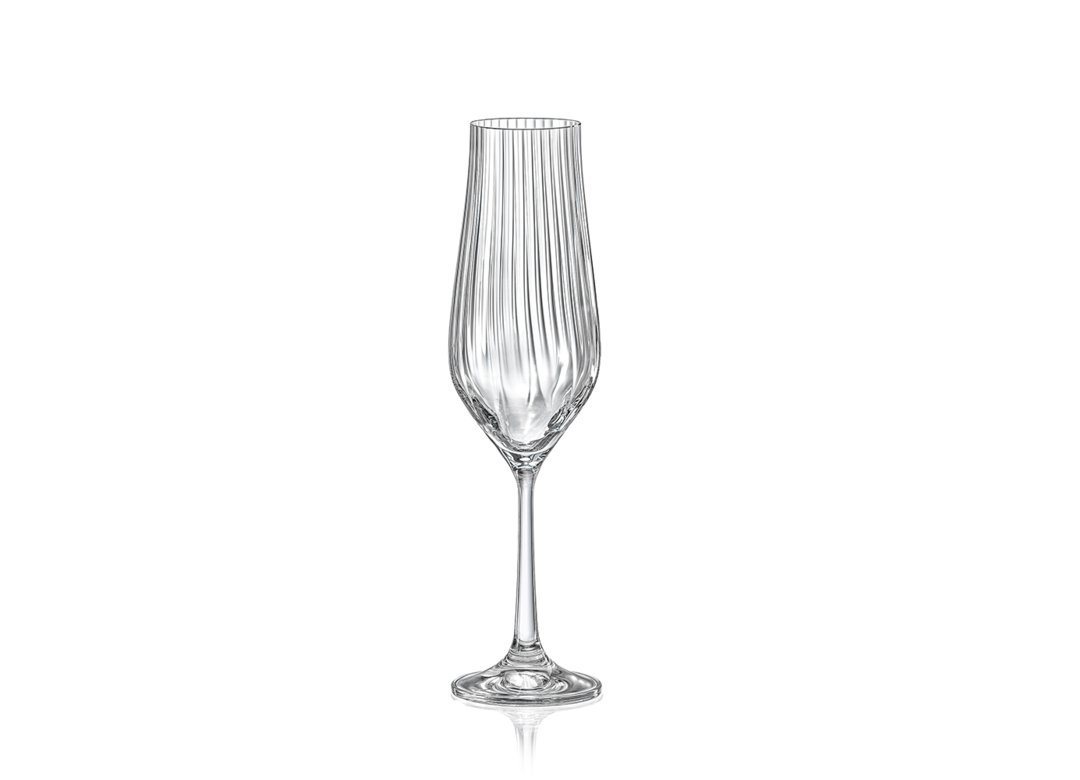 Crystalex Sektglas Tulipa Optic 170 ml 6er Set, Kristallglas, Kristallglas, geriffelt von Crystalex