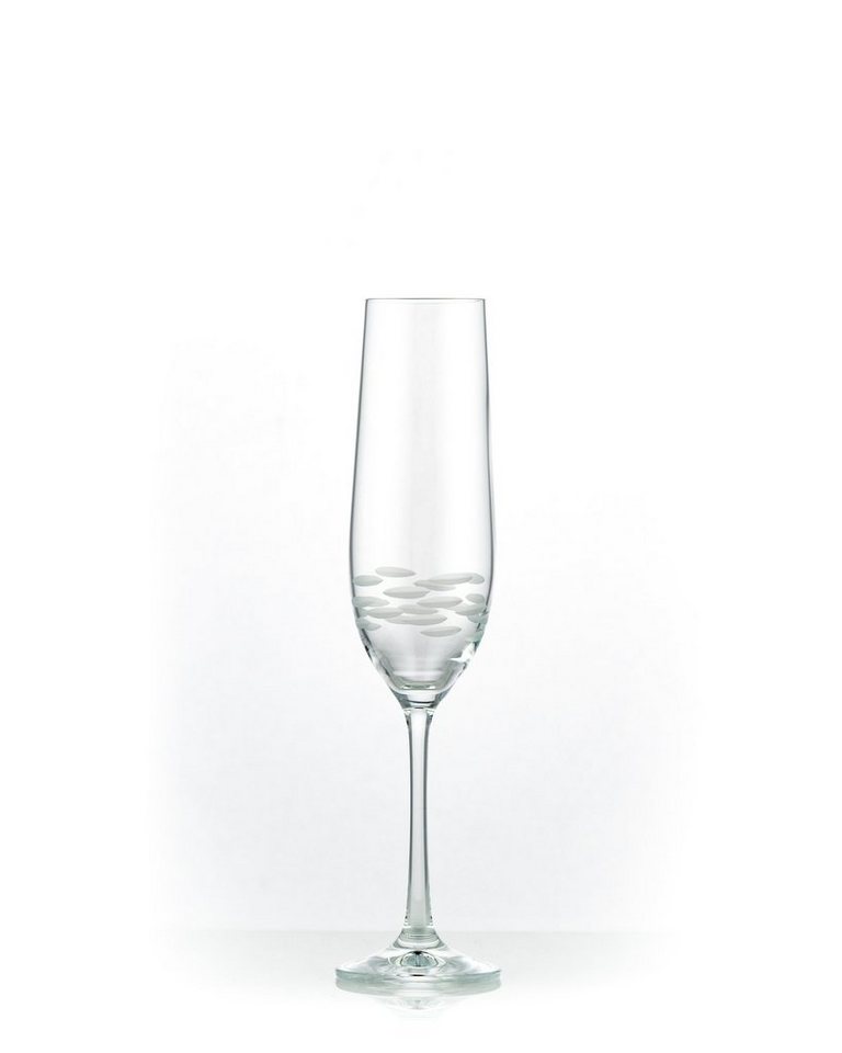 Crystalex Sektglas Viola Stone matt geschliffen 190 ml 6er Set, Kristallglas, Kristallglas, matt Schliff von Crystalex