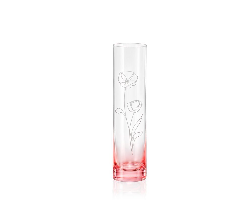 Crystalex Tischvase Vase Spring rosé K0801 Kristallvase 240 mm (Einzelteil, 1 St., 1 x Vase), Blumen Gravur, Frühlingsvase von Crystalex