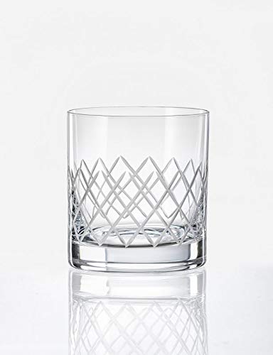 Crystalex Wassergläser Whiskygläser Barline Kristallgläser matt Schliff 4er Set, 280 ml, BM775 von Crystalex