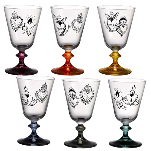 Crystalex Weingläser Weinglas Bella Hard Heart Herz Tattoo Kristallglas 260 ml 6er Bohemia von Crystalex