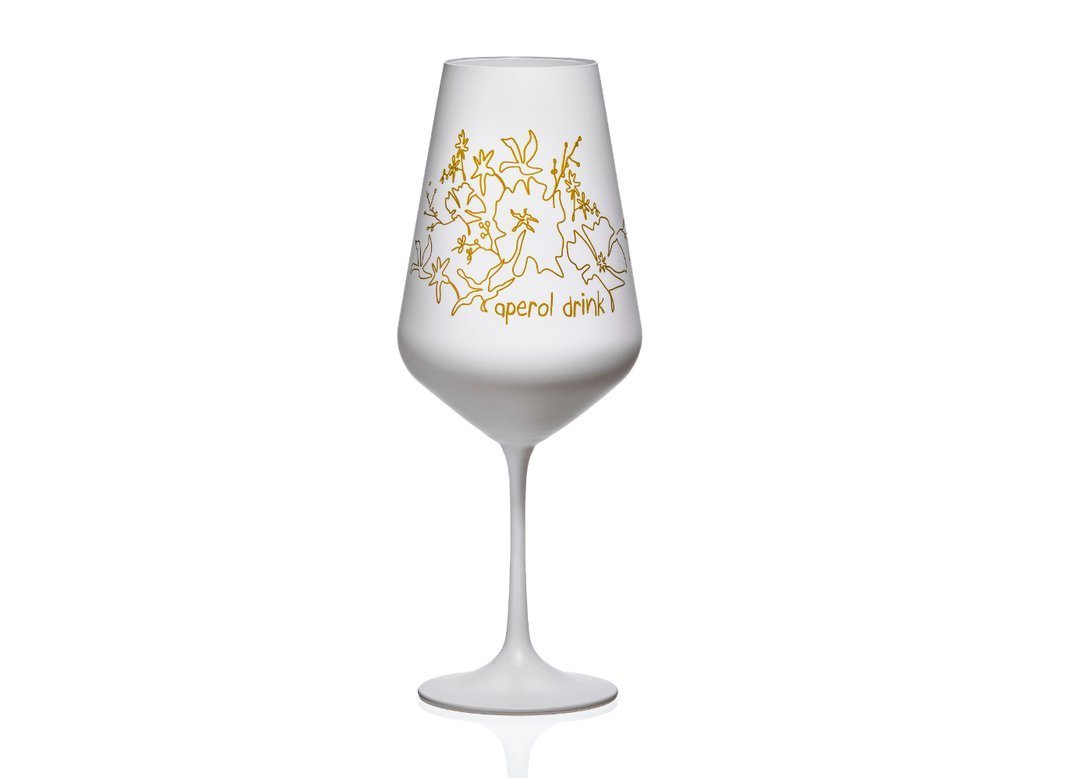 Crystalex Weinglas Aperol Fantasy in weiß gold 550 ml 2er Set, Kristallglas von Crystalex