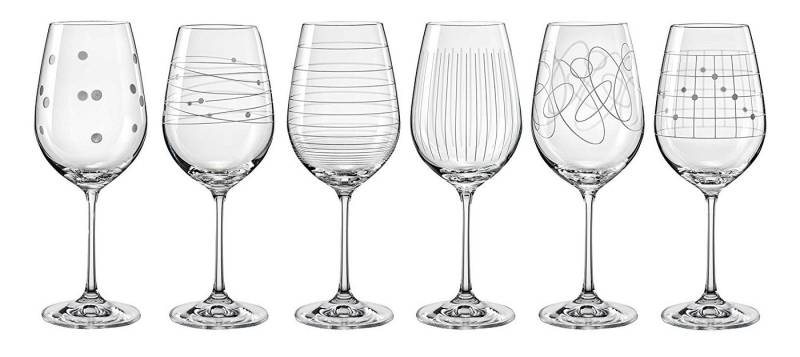 Crystalex Weinglas Elements Weingläser 450 ml 6er Set, Kristallglas, verschiedene Motive von Crystalex