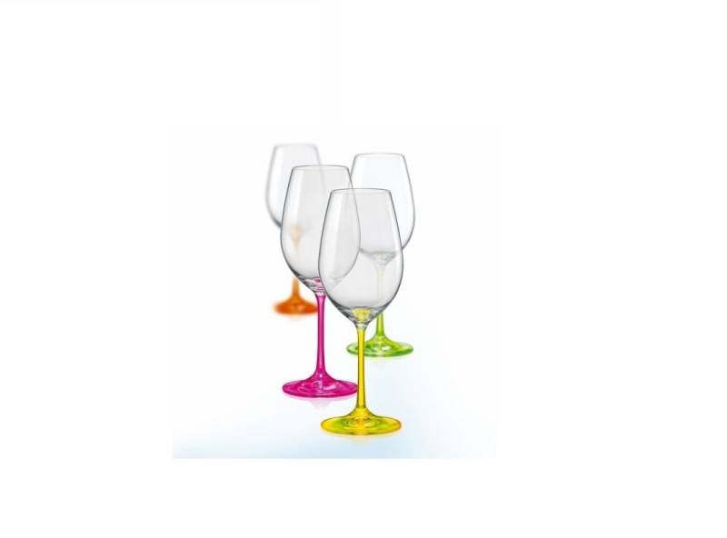 Crystalex Weinglas Neon 350 ml 4er Set, Kristallglas, Kristallglas, vier verschiedene Neon Farben von Crystalex