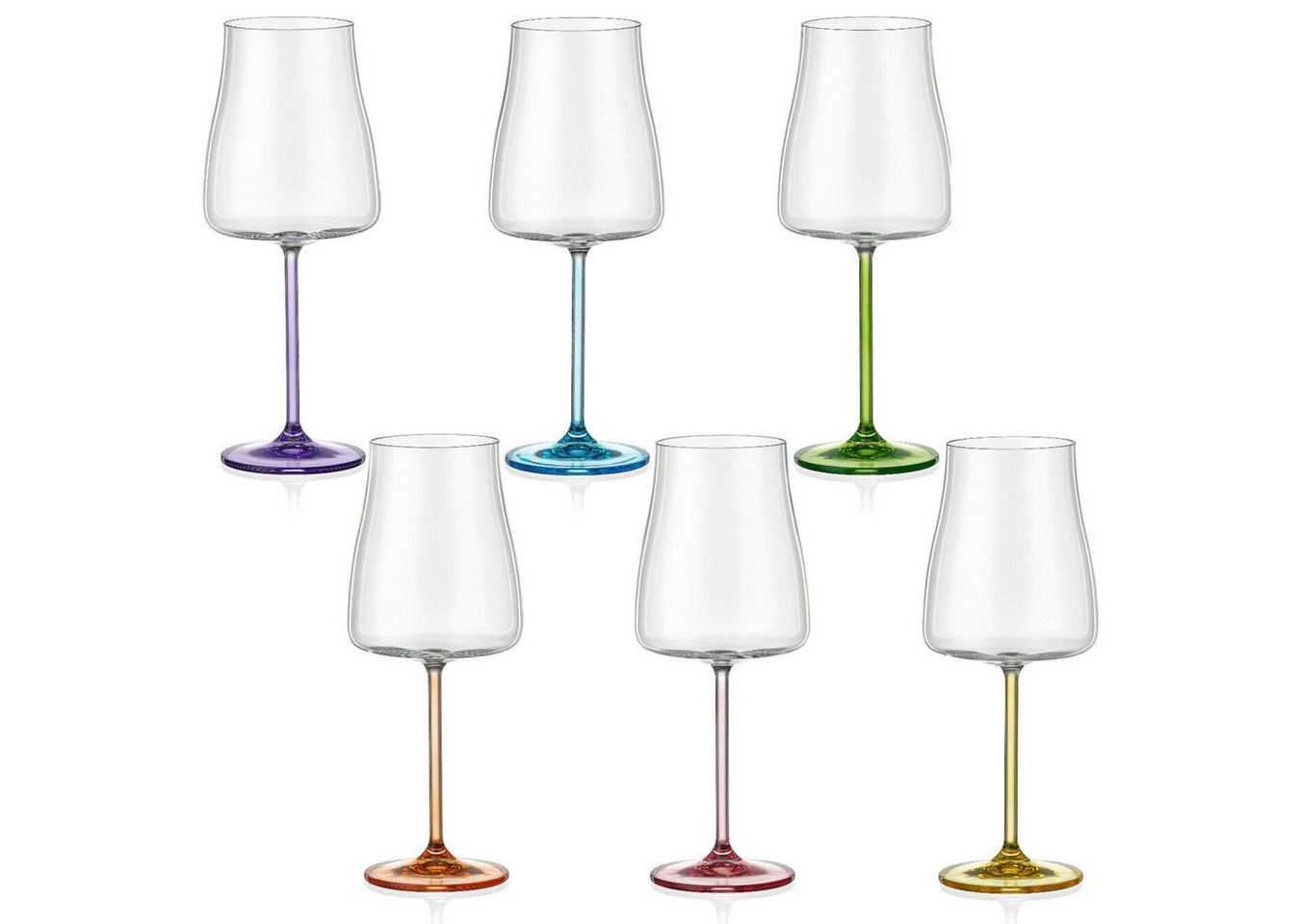Crystalex Weinglas Rainbow Fresh Weingläser 400 ml (6er-Set), Kristallglas, Kristallglas, 6 verschiedenen Farben von Crystalex